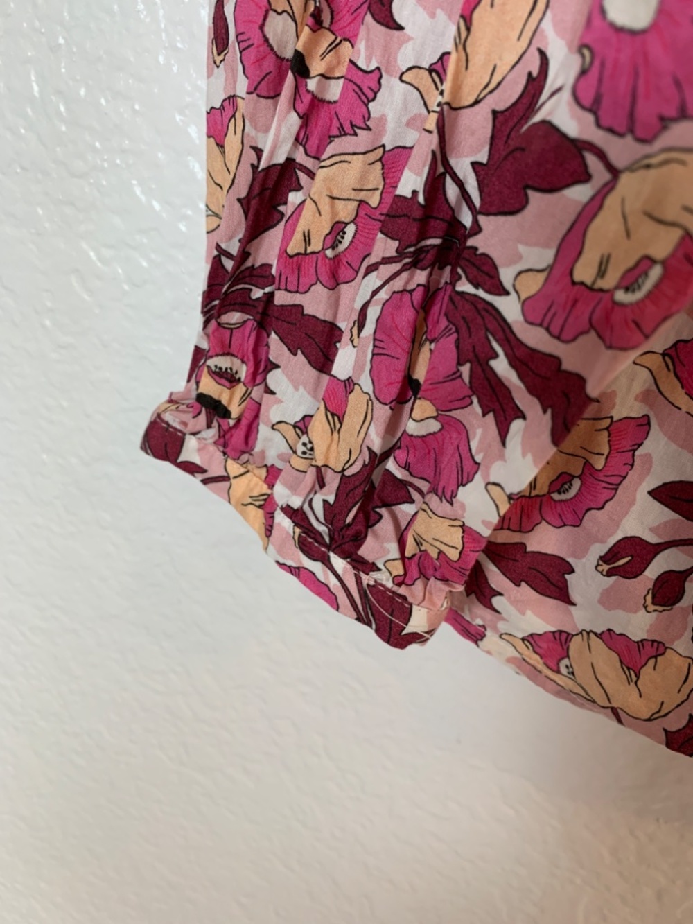 J. Crew Liberty Butterfield Poppy Cotton Blouse Medium Floral Smocked Pink - Picture 9 of 16